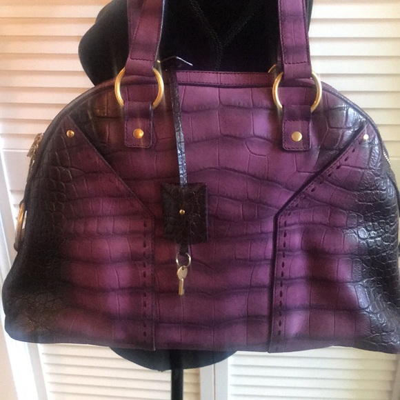1K Reduced! Exclusive Authentic YSL Muse. Croc Purple /Violet Òmbre Shoulder Bag - Picture 7 of 15